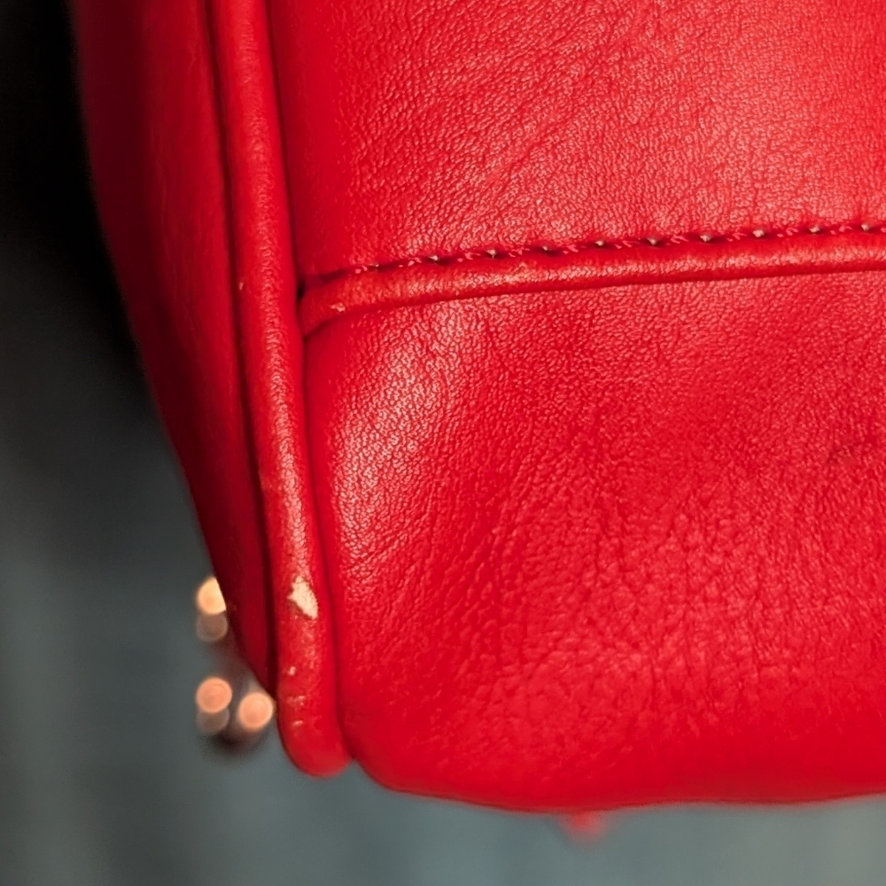 Faux Leather Red Crossbody Shoulder Bag - Picture 10 of 13